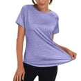 thumbnail image 6 of jtjvou Women's Long Workout Tops,Short Sleeve Mesh Open Back Loose Fit Gym Athletic Running Shirts Exercise Tee Purple S, 6 of 8