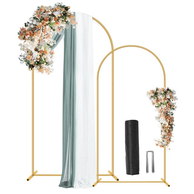 Set de soportes para telón de fondo Wedding Arch ParseBio, 2,2 m, 1,8 m, metal dorado