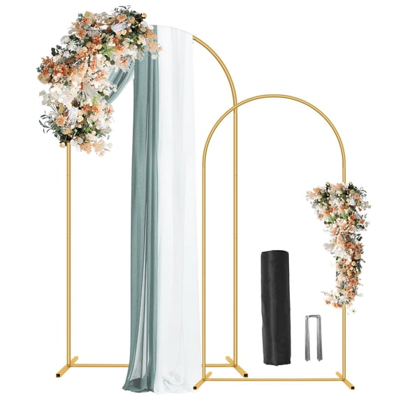 Set de soportes para telón de fondo Wedding Arch ParseBio, 2,2 m, 1,8 m, metal dorado