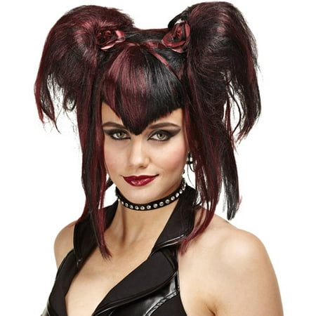 Black and Red Bad Fairy Wig Adult Halloween Accessory