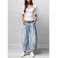 thumbnail image 2 of Womens Stretchy Mid Rise Barrel Jeans Vintage Loose Wide Leg Cropped Denim Pants Jeans, 2 of 7