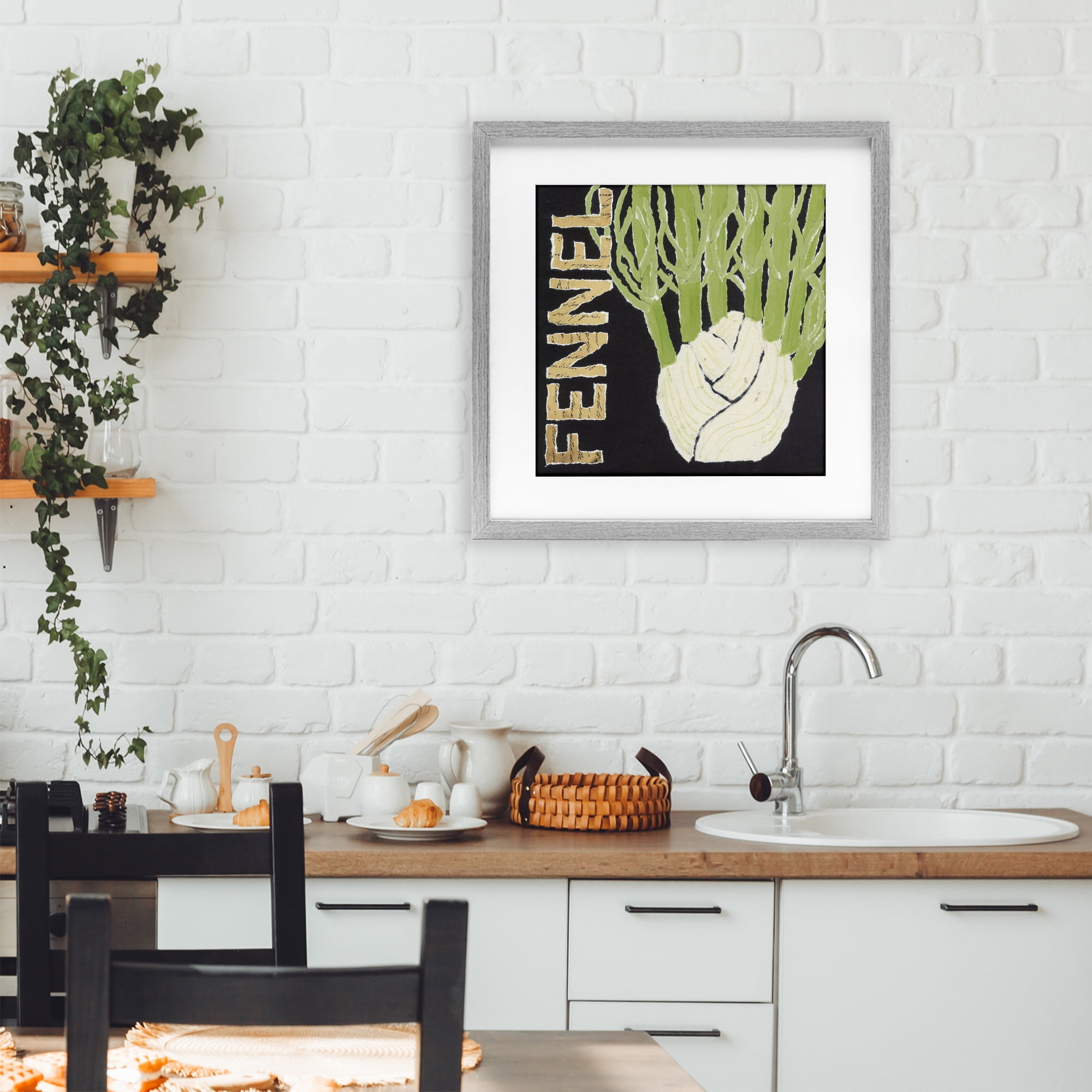 Stupell Industries Fennel Root Vegetable Gray Framed Print Under Glass, design by Nancy Overton