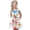 thumbnail image 2 of Fshinging Girls Summer Dresses Floral Embroidery Sleeveless Ruched A-Line Casual Party Princess Sun Dress Size 7-8 Years, 2 of 3