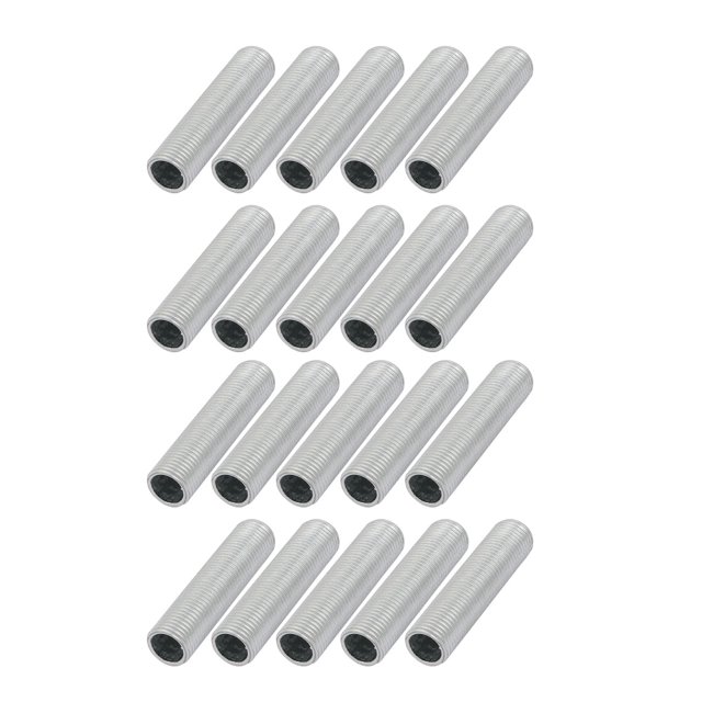 Unique Bargains 20Pcs M10 Full Threaded Lamp Nipple Pass-Through Pipe Connector 40mm Length