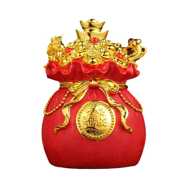 Estatua de alcancía artesanal, decoración de mesa, figura de resina Feng Shui, regalo Rojo