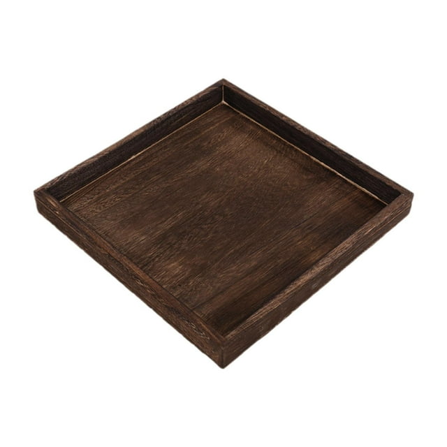 Luzkey Wooden Serving Tray Coffee Table Tray Snacks Plate with Rim Ottoman Tray Decorative Tray for Food Dessert Counter Home Dinner Square L