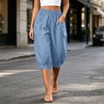 thumbnail image 6 of Horkkom Capris for Women with Pockets Solid Color Elastic Waist Pants Summer Casual Loose Pants XXL, 6 of 9