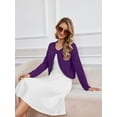 thumbnail image 3 of DEMOTIME Women's Cardigan Long Sleeve Open Front V Neck Cropped Bolero Shrug for Dresses Purple L, 3 of 7