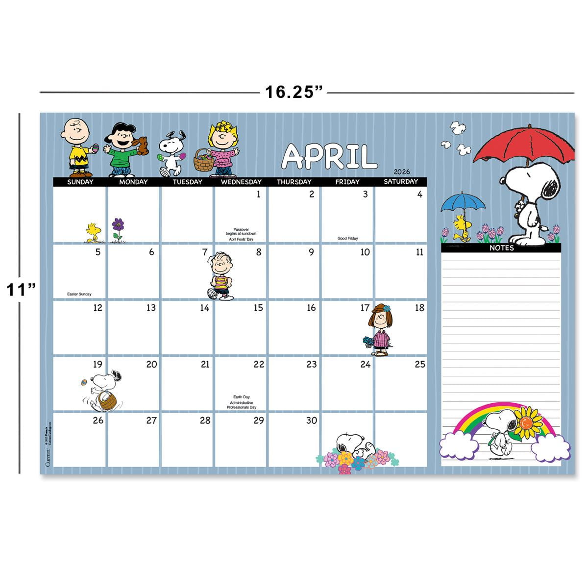 Current 2026 - 2027 Peanuts Desk Calendar Pad,  11" x 16.25", Large 24-Month Bookstore-Quality Calendars