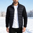 thumbnail image 3 of Iyufng Men's Mock Neck Spliced Puffer Jackets Detachable Hood Long Sleeves Zip Up Outerwear, 3 of 5