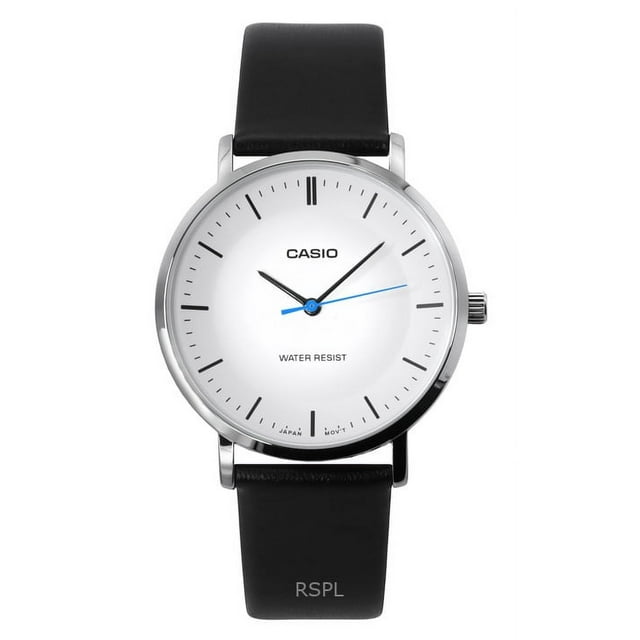 Casio Reloj Estándar Analógico con Correa de Cuero, Esfera Blanca y Movimiento de Cuarzo MTP-VT04L-7E para Hombre.