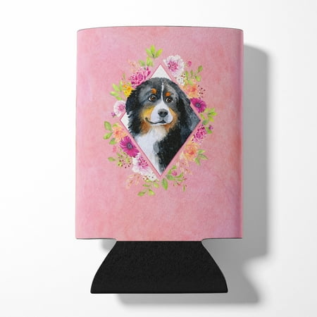 

Carolines Treasures CK4118CC Bernese Mountain Dog Pink Flowers Can or Bottle Hugger Can Hugger multicolor