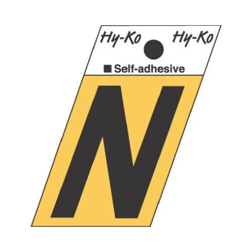 GR-10/N Address Letters, "N", Angle-Cut, Black/Gold Aluminum, Adhesive, 1.5-In. - Quantity 10