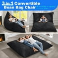 thumbnail image 2 of Hobestluk 3 in 1 Bean Bag Chair Giant Bean Bag Chairs for Adults with Chevron Plush Fur Cover Convertible Bean Bag Floor Cushion with Machine Washable Cover for Living Room (Chevron Plush Black), 2 of 7