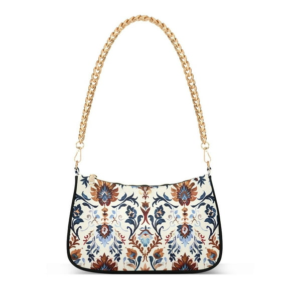 Ryvnso Bohemia Ethnic Flower Womens Chain Shoulder Bag Tote Handbags Clutch Hobo Purse with Zipper for Travel