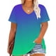thumbnail image 4 of Puntoco Liquidación de blusas cortas para mujer Camisa básica estampada de manga corta con cuello en V y talla grande para mujer, 4 of 5