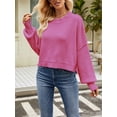 thumbnail image 2 of Lucakuins Suéter de punto para mujer, manga larga, cuello redondo, sólido, suelto, suéter cálido para otoño invierno Lucakuins  moda, 2 of 3