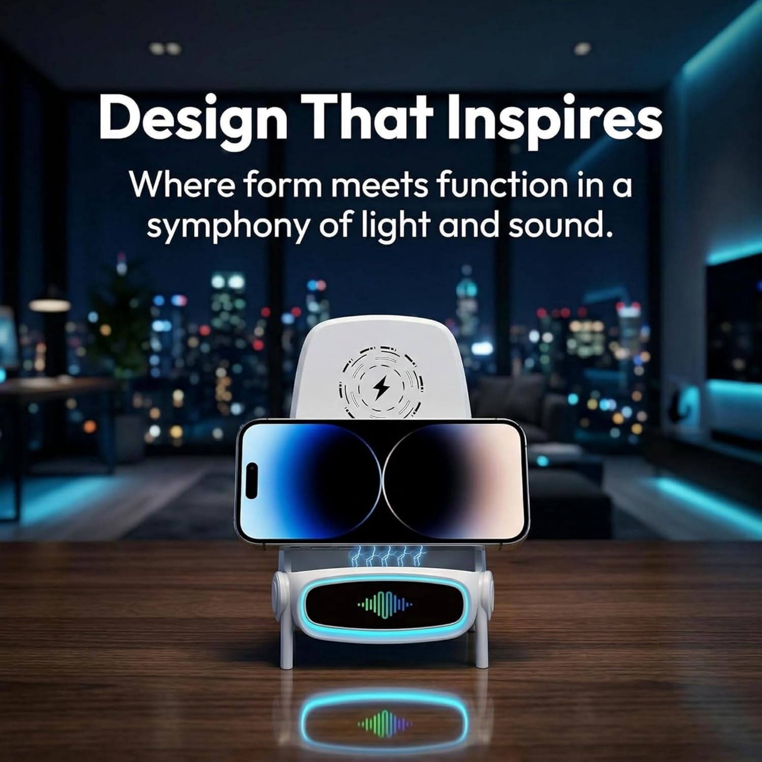 Mini Chair Wireless Fast Charger Multifunctional Phone Holder, 2026 New Wireless Fast Charger Phone Stand with Speaker, Charging Station Amplifier Mobile Phones Holder Stand (White)