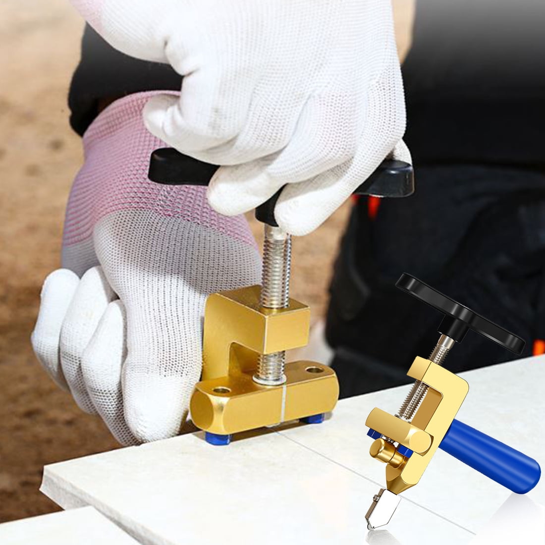 2 in 1 Glass and Tile Cutting Tool with Tungsten Steel Blades and Breaking Pliers – Manual Hand Cutter for Glass, Mirrors, Ceramic and Glazed Tiles – Ideal for DIY and Home Projects