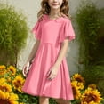 thumbnail image 2 of Girls Casual Midi Dresses Short Sleeve Ruffle Flowy Swing A-Line Dress 4-13 Years, 2 of 9