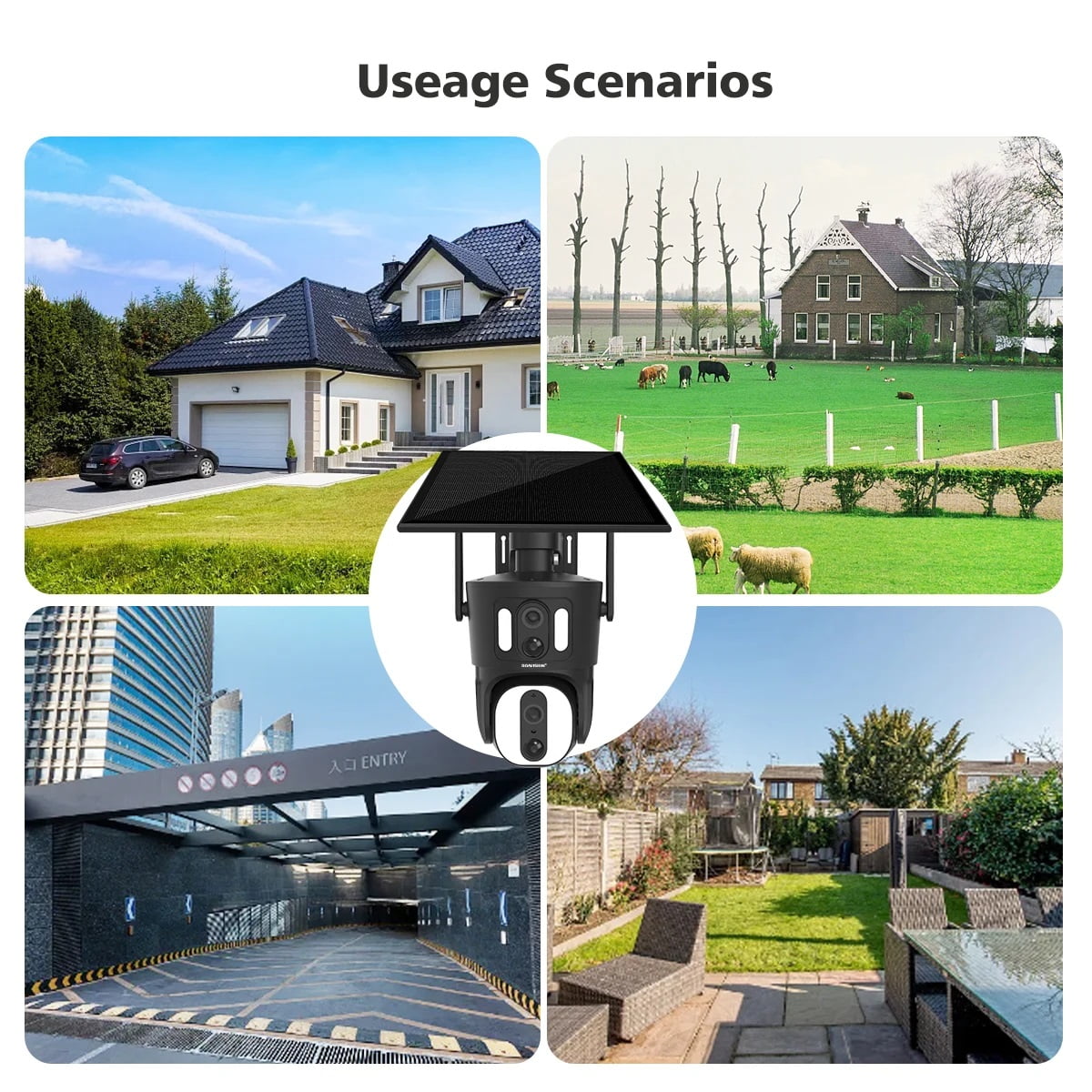 BOAVISION 4K 4G LTE Cellular Security Camera Outdoor, Dual-Lens Wide View, No WiFi, Wireless Solar Battery Powered, Spotlight Color Night Vision, Local Storage, 2-Way Talk