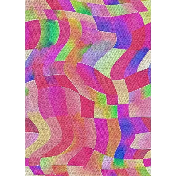 Ahgly Company Indoor Rectangle Patterned Deep Pink Abstract Area Rugs, 6' x 9'