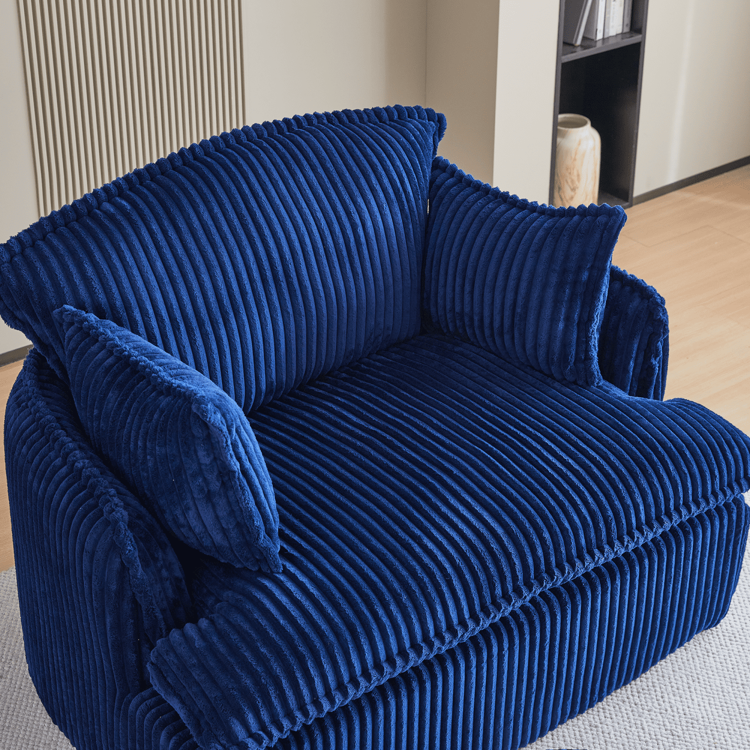 Gewnee Convertible Corduroy Armchair with Ottoman - Modern Compressed for Small Spaces, Living Room