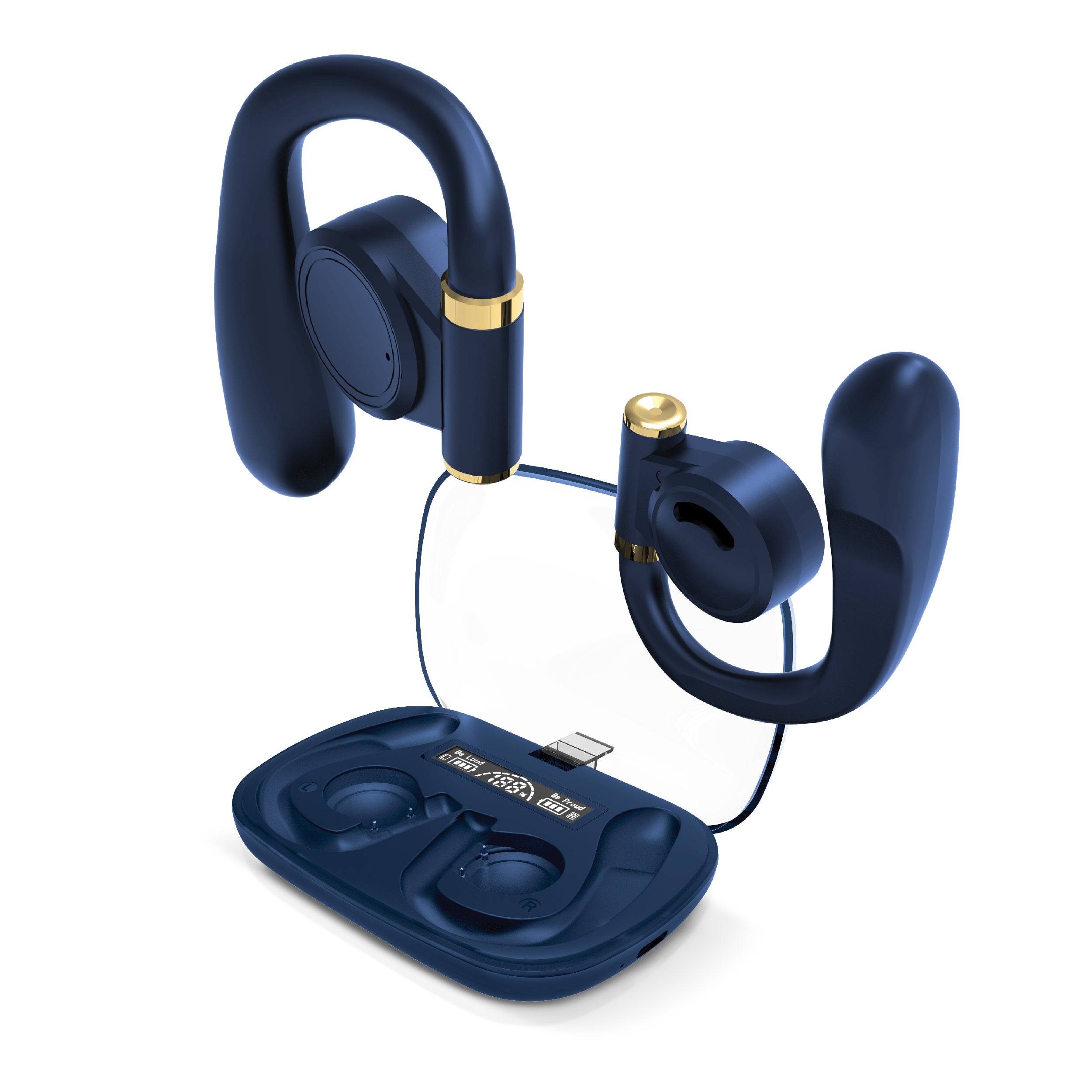RCA Wave-68 True Wireless Earbuds, 20H Playtime, Hi-Res Audio, Navy