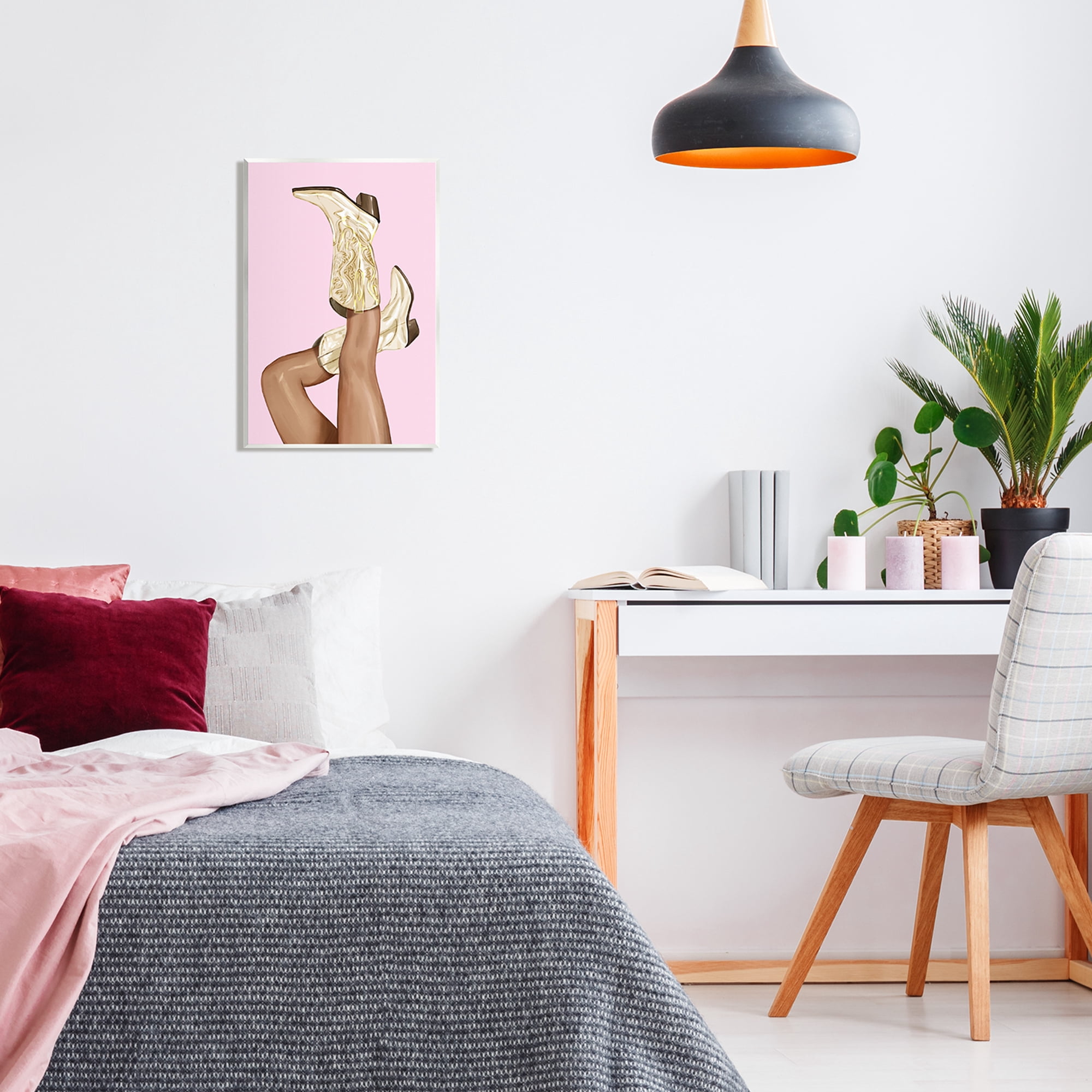 Stupell Pink Country Cowgirl Boots Beauty & Fashion Painting Wall Plaque Unframed Art Print Wall Art