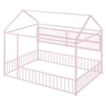 thumbnail image 7 of DreamBuck Full Size Metal House Bed Frame with Fence for Teens, Girls, Boys, Cabin Floor Bed for Bedroom, Pink, 7 of 7