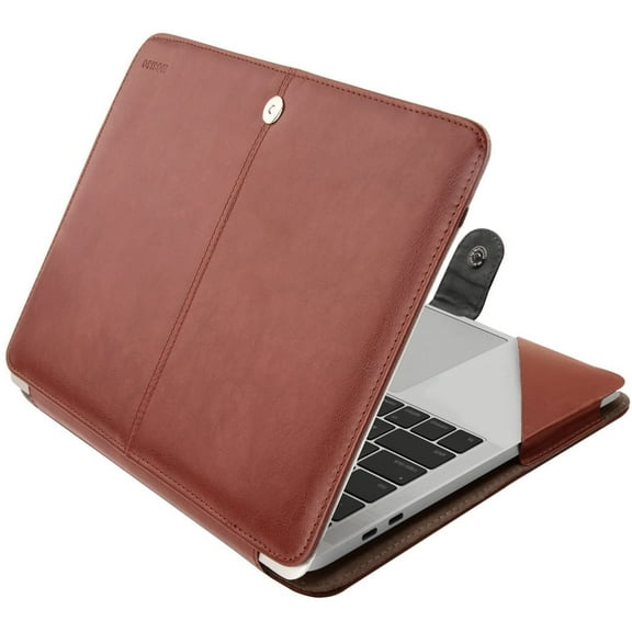 MOSISO Leather Case for MacBook Air 13.6 M4 M3 M2 (2025-2022) / Air 13 M1 (2022-2018) / Pro 13 M2 M1 (2025-2016), PU Portfolio Stand Cover