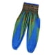 thumbnail image 3 of Pantalones harén coloridos con forma de pavo real, cintura fruncida, estilo hippie, para playa, verano y casual. Azul, 3 of 5