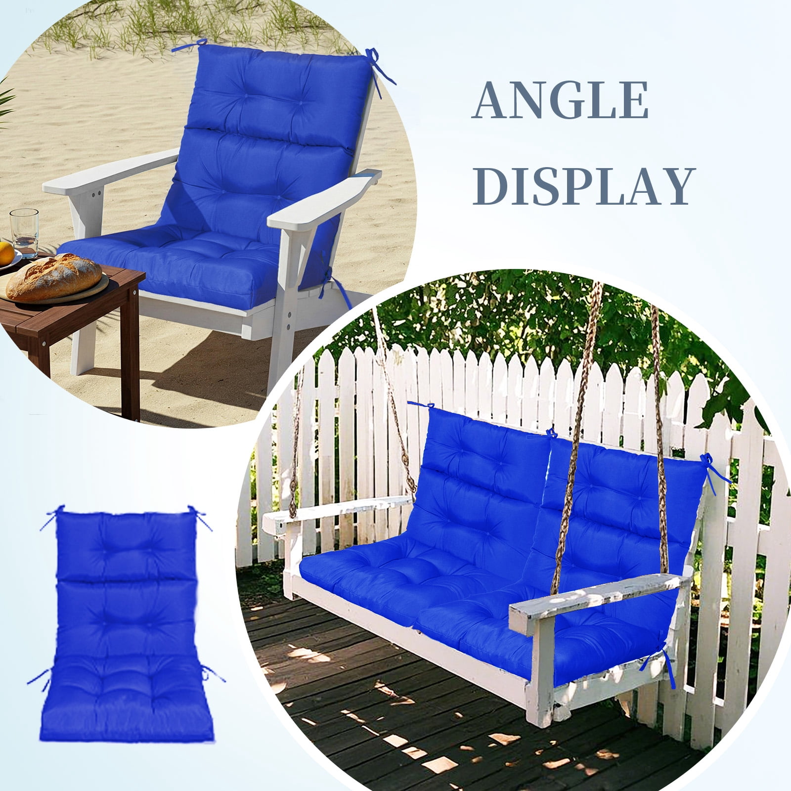 2-Pack High Back Outdoor Chair Cushions, Waterproof & Fade-Resistant Tufted Patio Chair Cushion for Rocking Chairs Adirondack Garden Porch Home Office Chair Use - 44" x 22" x 4"