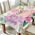 thumbnail image 4 of Pink Flower Pattern Rectangle Tablecloth, Dust Proof Anti Wrinkle Wipeable Table Cloth Tabletop for of Dinner Kitchen Wedding Holiday Party 60"x60" Home Decor, 4 of 7