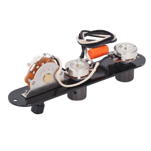 Prewired Guitar Control Plate, Improve Tone Loaded Guitar Control Plate Knurled Dome Control Knobs with Fittings for Electric Guitars