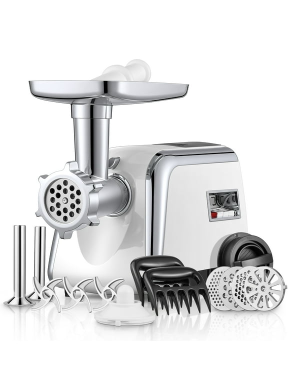 Electric Meat Grinder Heavy Duty, 3000W Max, Sausage Stuffer Maker with 4 Stainless steel Grinding Plates & 3 Blades, Storage Box