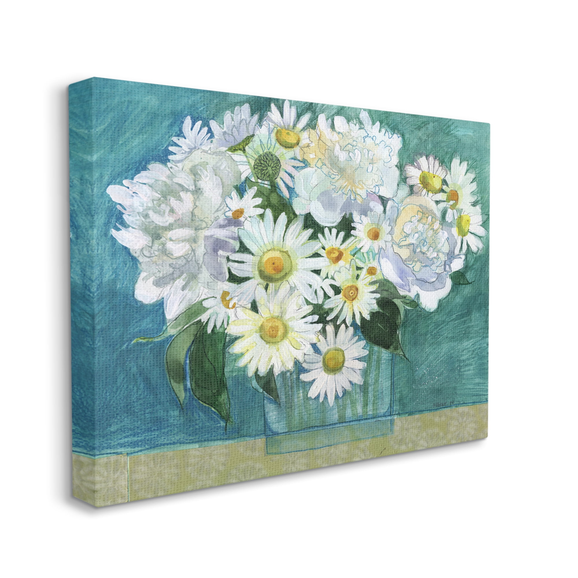 Stupell Industries Mixed White Flower Blossoms Layered Collage Drawing Painting Gallery Wrapped Canvas Print Wall Art, Design by Maret Hensick