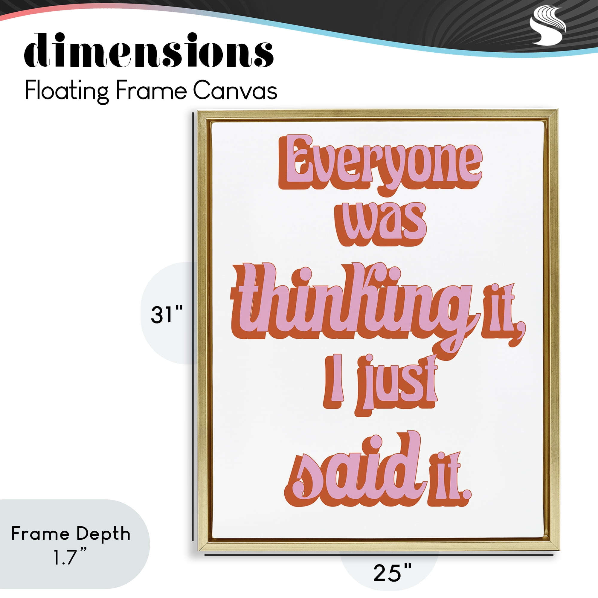 Stupell Industries Everyone Was Thinking It Gold Framed Floater Canvas Wall Art, design by Elizabeth Medley