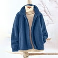 thumbnail image 3 of Sherpa Lined Jacket Women Winter Warm Fleece Zip Up Coats Long Sleeve Coats Casual Solid Loose Outerwear (Blue,XXL), 3 of 6