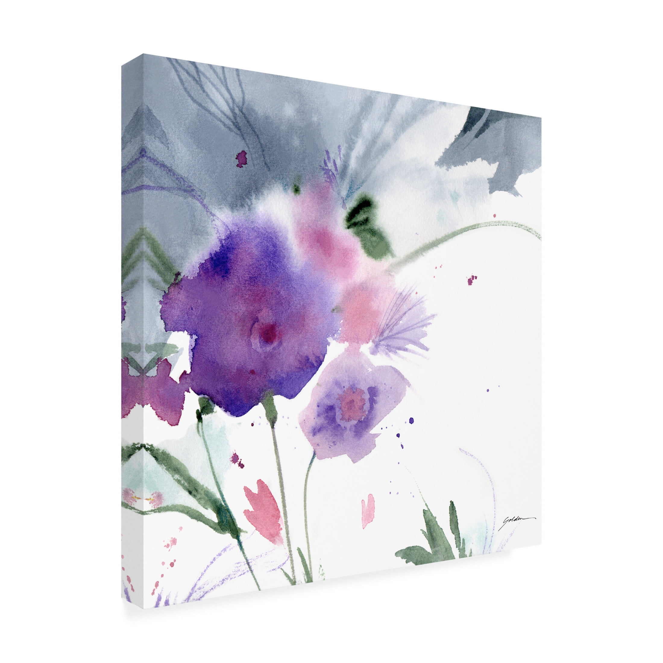 Canvas Wall Art - Sheila Golden 'Purple Cloud Garden' Wall Art for Living Room, Bedroom, or Office Décor by Trademark Fine Art - 35 x 35 Inches
