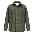 thumbnail image 4 of Mens Long Sleeve Plaid Button Down Dress Shirt 4 Way Stretch Regular Fit Lapel Collar Wrinkle Free Soft Material Working Business Casual Easy Outfit Pairing Fall Apparel Sizes 2XL, 4 of 5