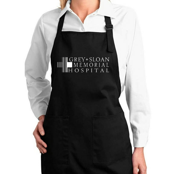 Wild Bobby, Grey Sloan Memorial Hospital Greys Fan Kitchen BBQ Grilling Cooking Graphic Apron with Pockets, Black, One Size
