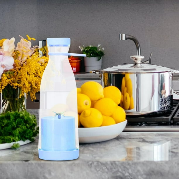 Exprimidor eléctrico, vaso exprimidor con tapas Picnic Licuadora de oficina recargable Botella Senderismo Licuadora de viaje personal Mezclador de Azul Macarena Exprimidor eléctrico