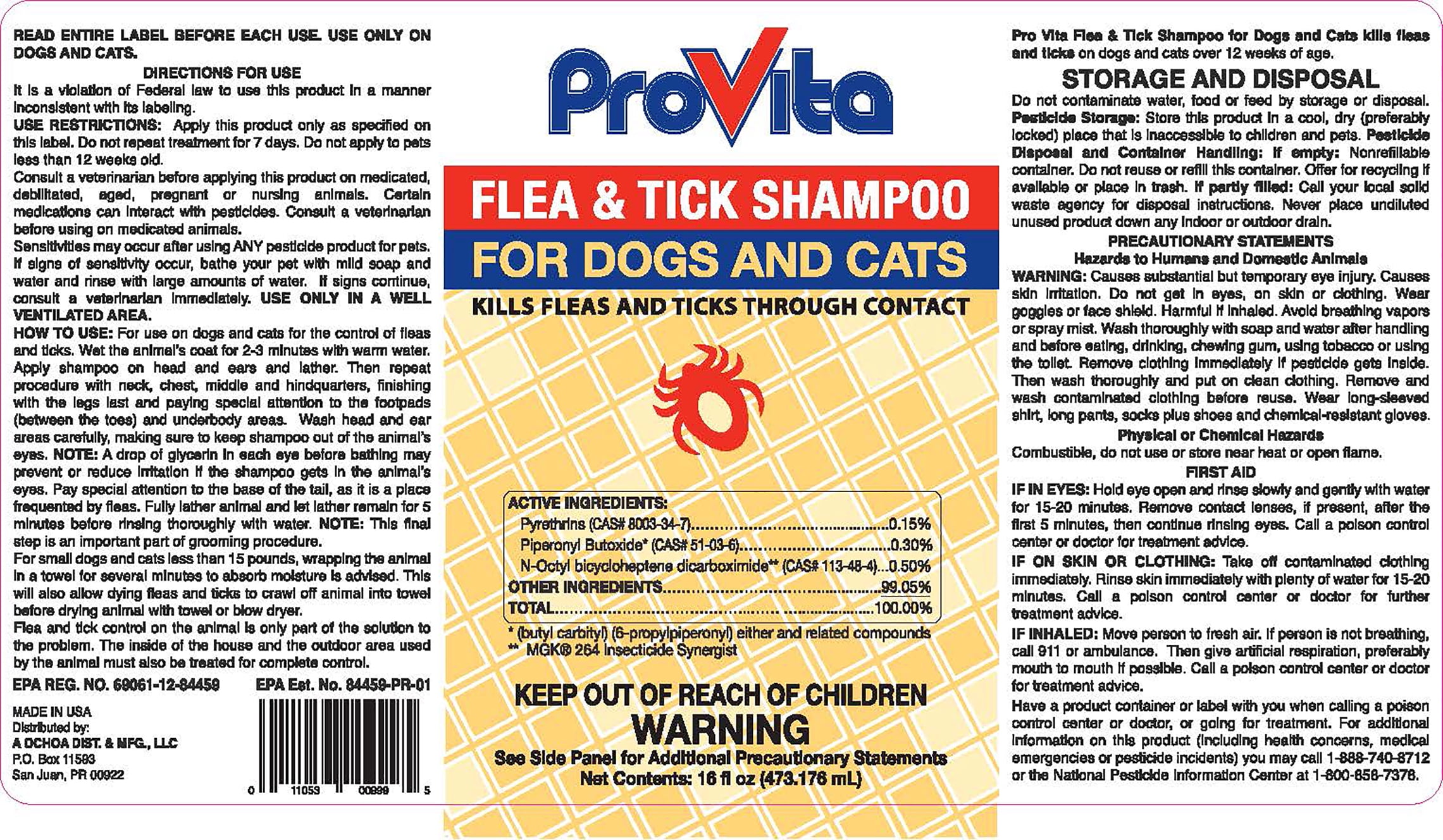 Provita Flea & Tick Shampoo for Dogs and Cats, Fresh Scent, 16 oz Bottles