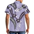 thumbnail image 4 of Garronmavis Matching Vacation Outfits for Couples Polynesian Hibiscus Mens Button Down Shirt Soft Hawaiian Blouse Tops and Womens Sleeveless Dress Irregular Hem Tank Dress, 4 of 7