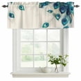 thumbnail image 2 of Peacock Feather Valances for Windows, Teal Ethnic Rustic Farmhouse Elegant Light Filtering Kitchen Curtains, Rod Pocket Window Valance Curtains for Living Room Bedroom, 60" W x 18" L, 2 Panels, 2 of 9