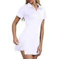 thumbnail image 2 of Lkhaha Women's Tennis Dress with Shorts Set Half-Zip Polo Collar Golf Athletic Dresses Quick Dry 2 Piece Outfits White XL, 2 of 3