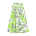 thumbnail image 4 of qolati Women's Floral Maxi Skirts Casual Elastic High Waist Ruffle Long Skirts Vintage Boho A Line Pleated Flowy Beach Ladies Skirts Green XXXL, 4 of 5