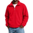 thumbnail image 2 of Dwellite Mens Sweatshirt Lightweight Full Zip Jackets Outdoor Coat Soft Stand Collar Coats with Pockets Red M, 2 of 7