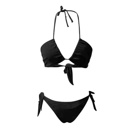 Aayomet Bikinis For Women Sheer And Opaque Beach Bathing Sunbathing Sunless Breathable Strappy Bikini Swimming  Black S